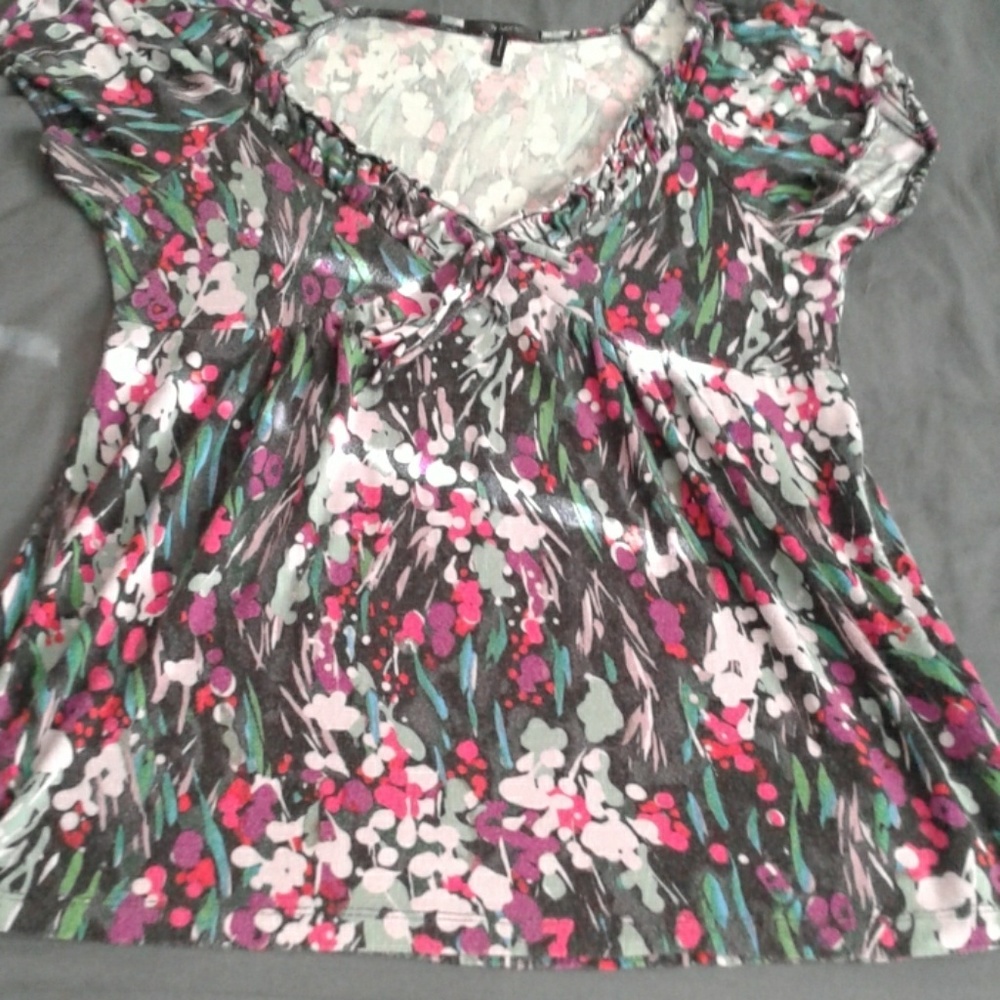 Abstract print casual cute short sleeve shirt